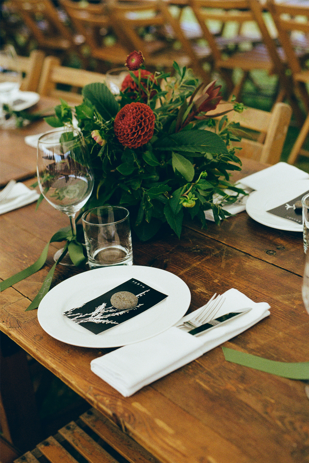 The reception was held on a friend's land, right behind Shark Alley where they were married. Photo / Poet Pictures