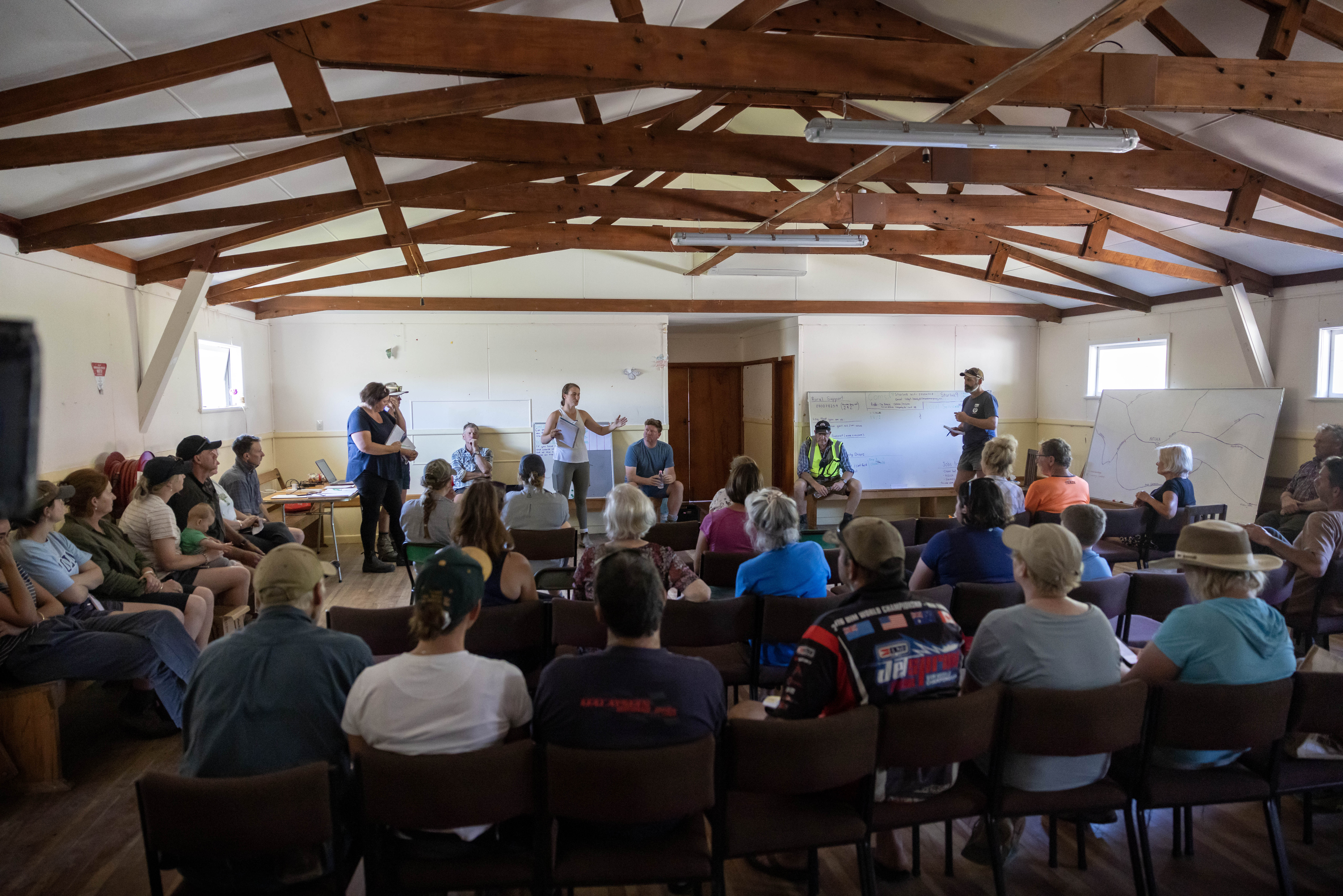 Patoka and Rissington locals meet in the Patoka Town Hall. Photo / Mike Scott