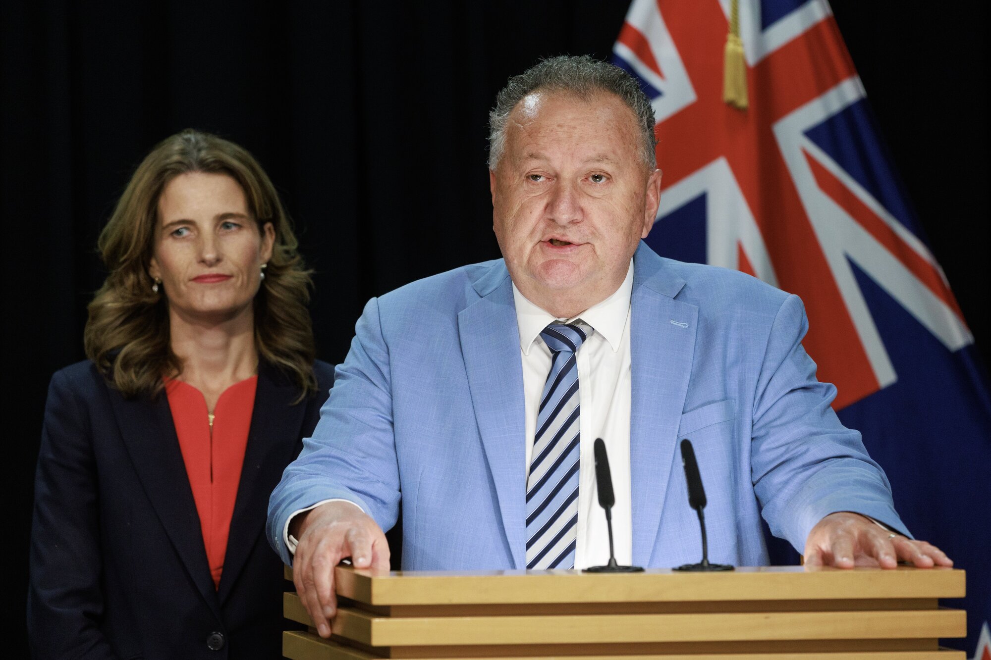 Finance Minister Nicola Willis and Associate Energy Minister Shane Jones are keeping a close watch on fuel supplies. Photo / Mark Mitchell