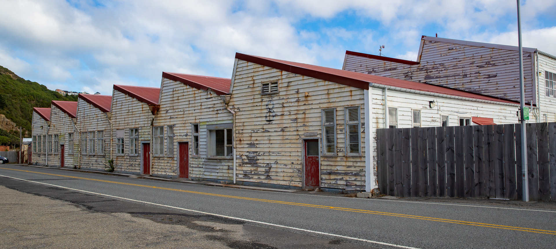 The former air force base is derelict, the wharf is in pieces and the buildings are covered in peeling paint. Photo /  Mark Mitchell. 