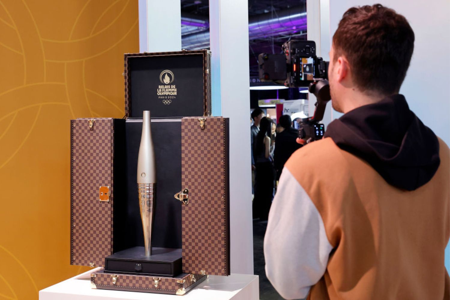 The Olympic flame was displayed inside a trunk from luxury leather goods brand Louis Vuitton during the Viva Technology show at Parc des Expositions Porte de Versailles in May this year. Photo / Getty Images