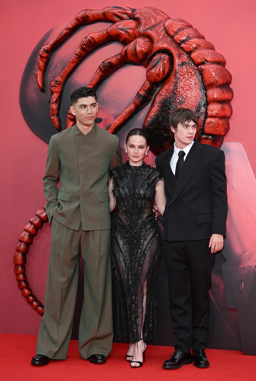 Archie Renaux, Cailee Spaeny and Spike Fearn attend the UK Gala of Alien: Romulus in London. (Photo by Getty Images)
