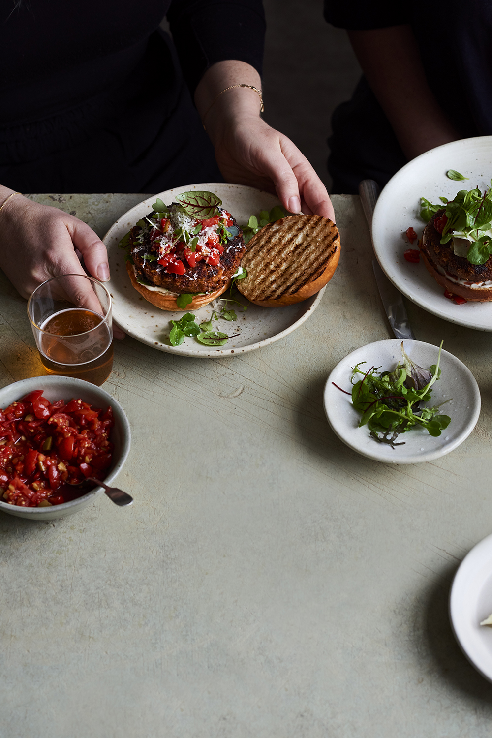 A burger from 'One: Pot, Pan, Planet'. Photo / Issy Croker