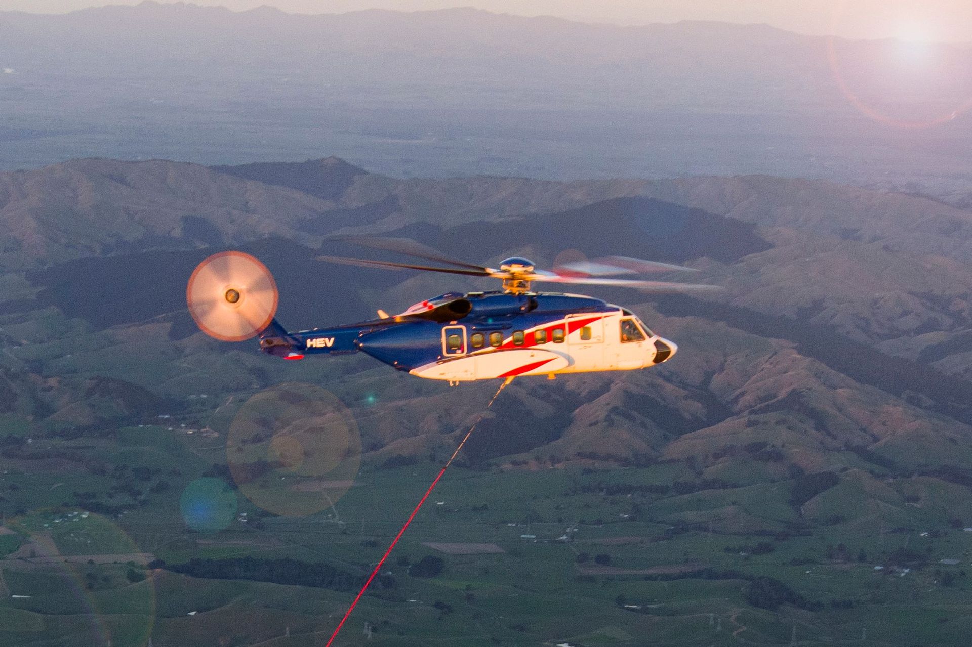 The Sikorsky S-92 helicopter used for the snatch, pictured during a training drill. Photo / Supplied