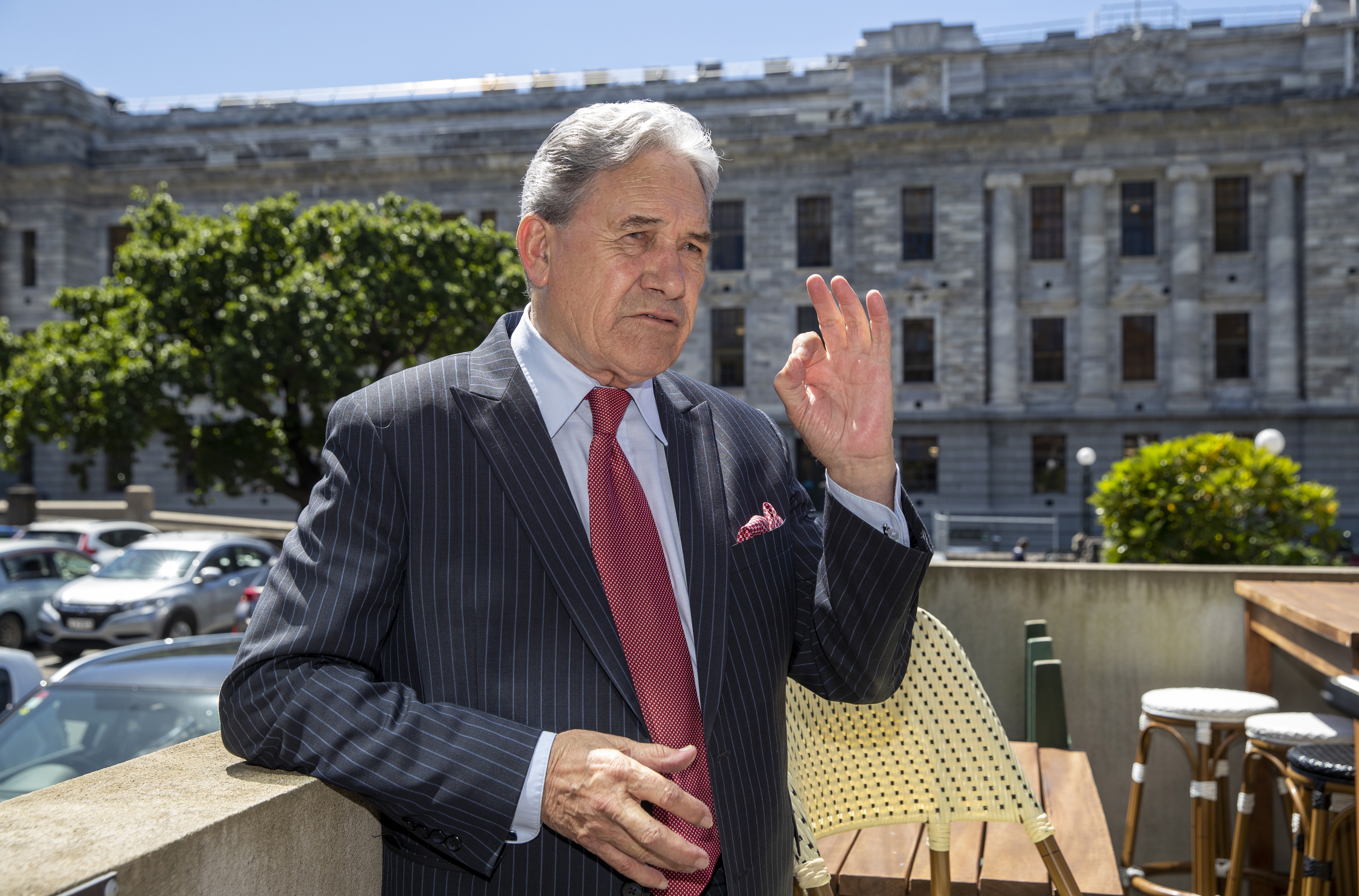 Winston Peters this week at a cafe near Parliament. Photo / Mark Mitchell
