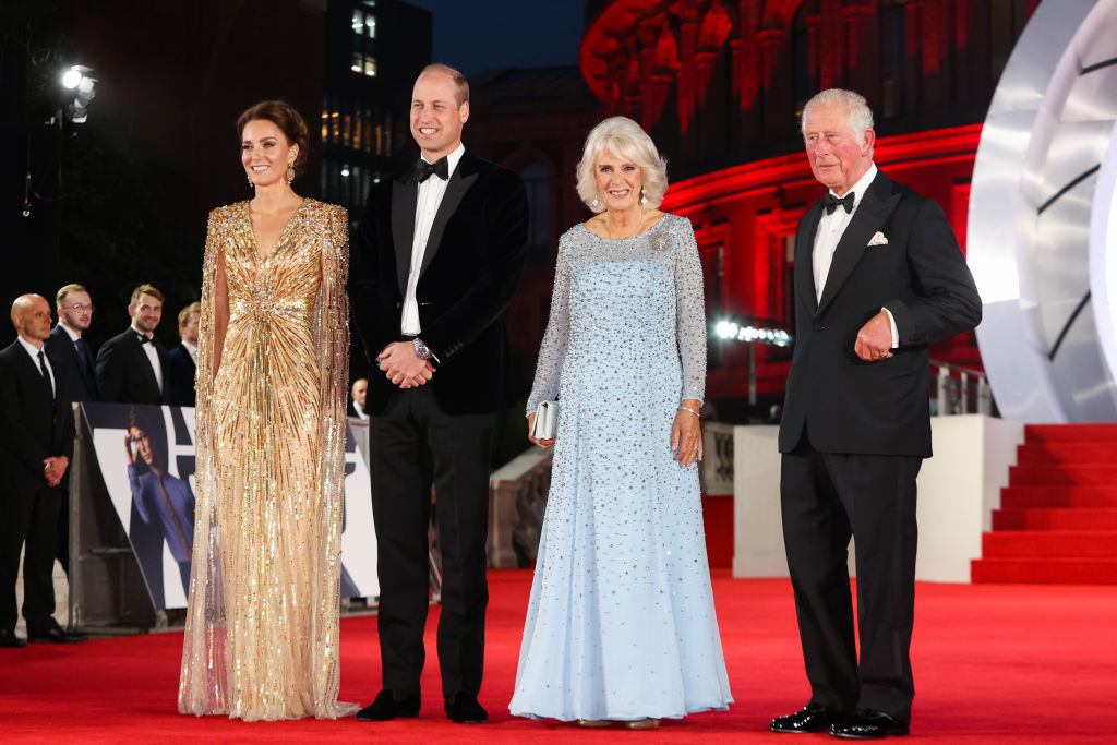 Prince William, Kate Middleton, Prince Charles, and Camilla attended the world premiere of No Time To Die. Photo / Getty Images