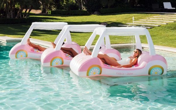 Instagrammable summer essentials: the Funboy x Malibu Barbie golf cart pool float.