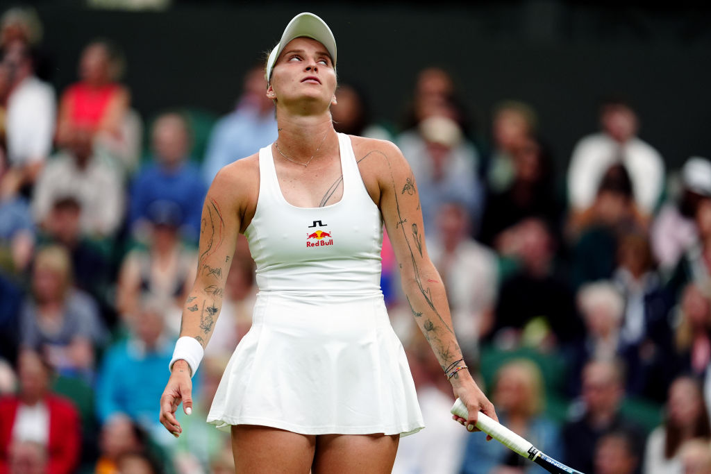 Marketa Vondrousova during her match against Jessica Bouzas Maneiro on day two of the 2024 Wimbledon Championships. Photo / Getty Images