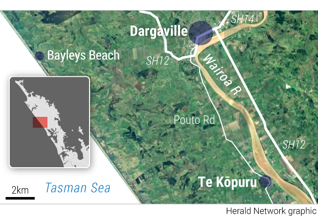 A project to upgrade stop banks alongside the Wairoa River between Dargaville and Te Kopuru is in line for money from the Government’s  new Regional Infrastructure Fund. Image / NZ Herald