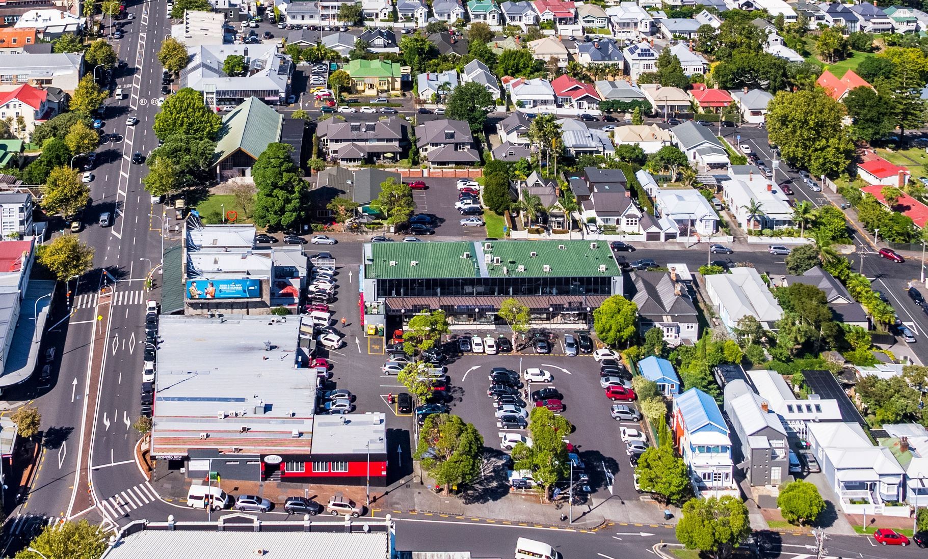 The Ponsonby Rd-Cowan St corner site encompasses three buildings and a car park area. Photo / Supplied