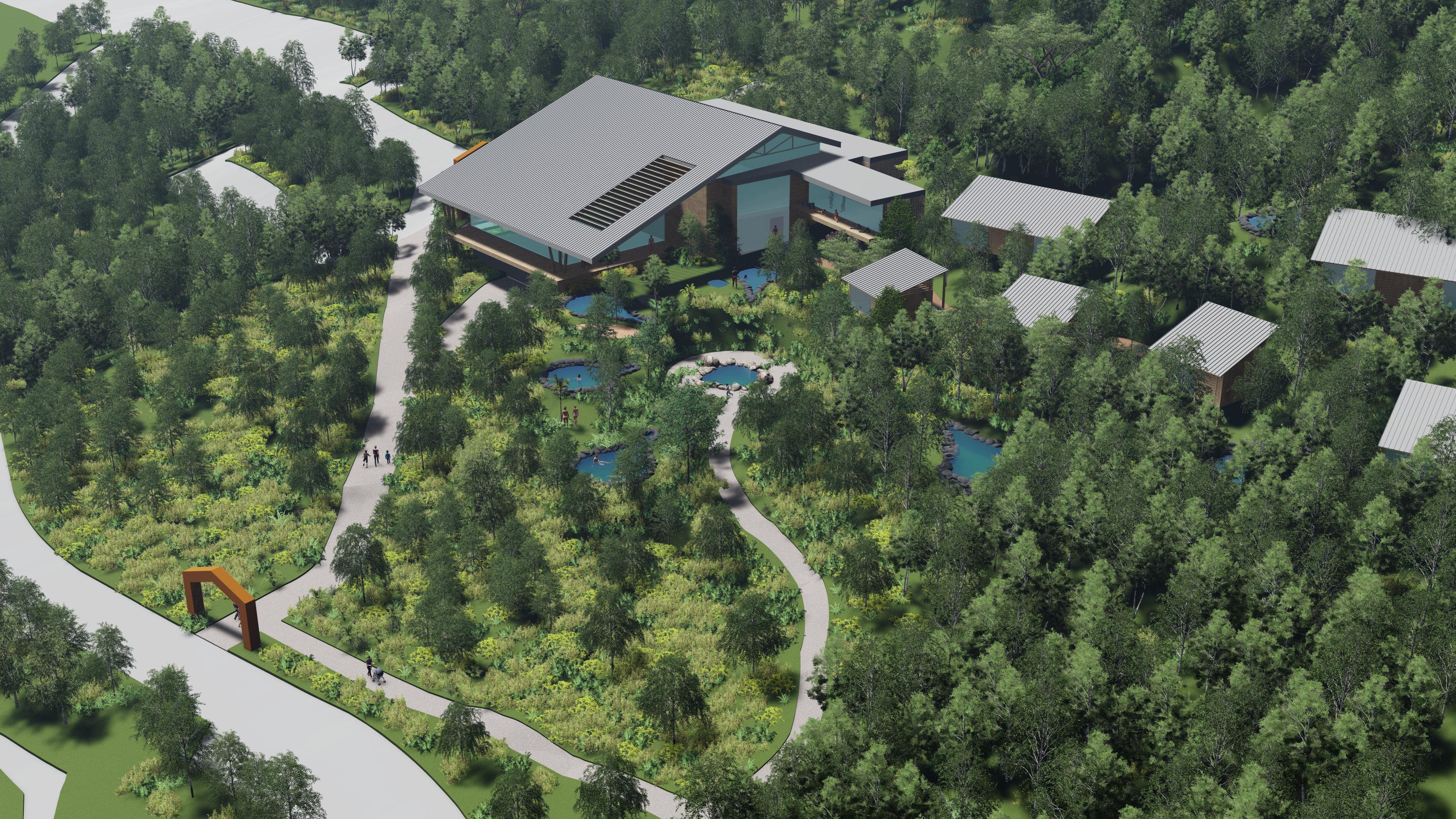 The preferred concept design for Te Aroha's spa project. Image / Matamata-Piako District Council