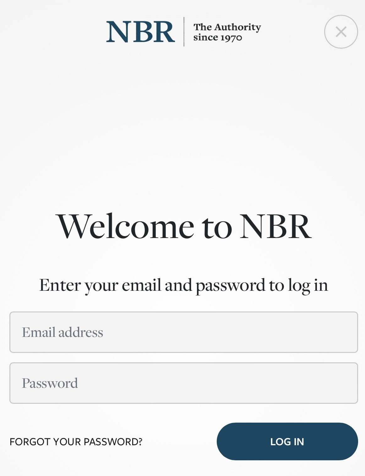 The NBR's log-in page for subscribers.