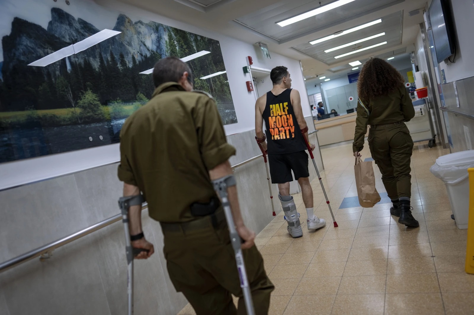 Wounded Israeli soldiers in the rehabilitation division of Sheba Hospital in Ramat Gan, Israel. Photo / AP