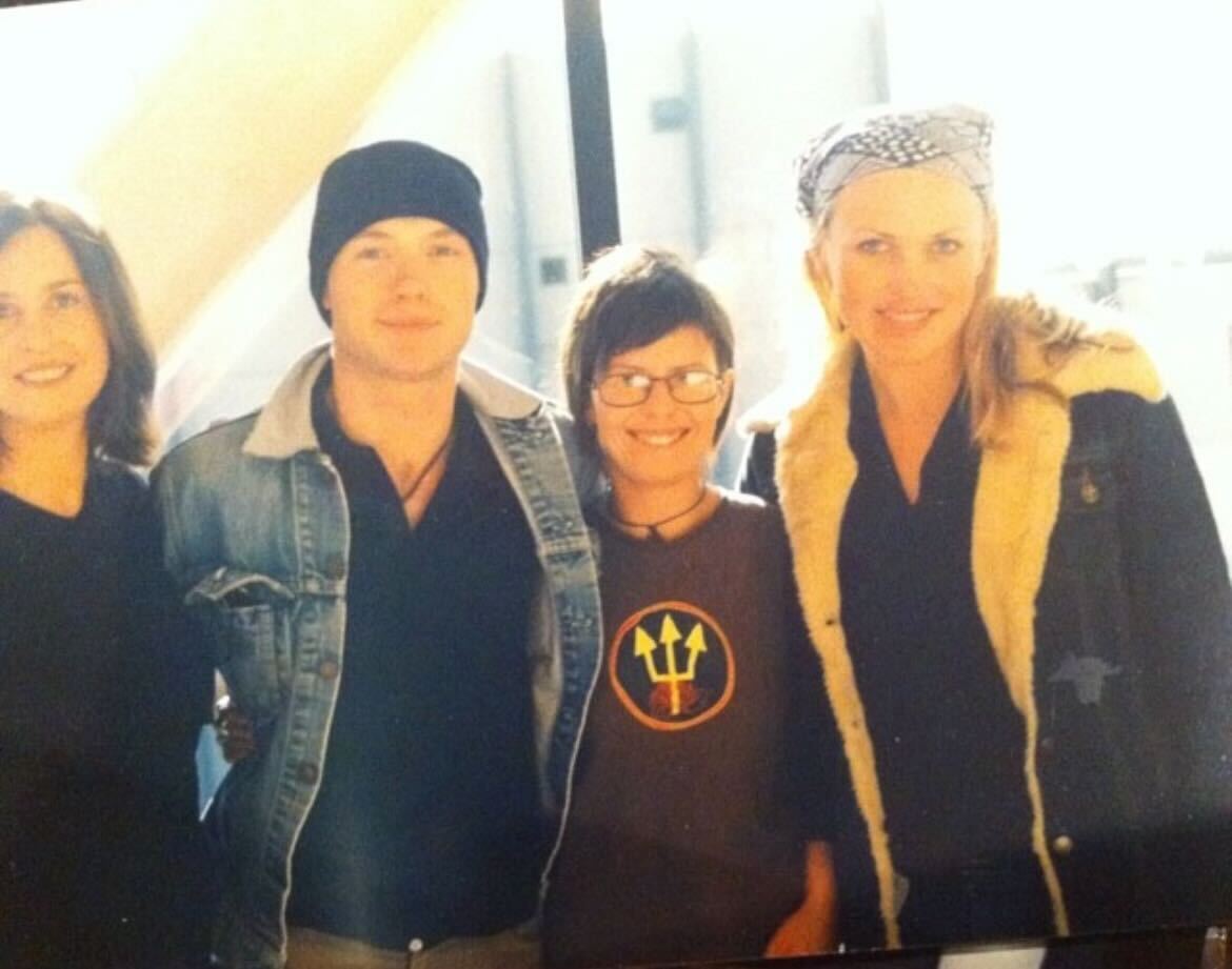 That's me on the right, when I interviewed Boyzone singer Ronan Keating, second from left, for Juice TV.