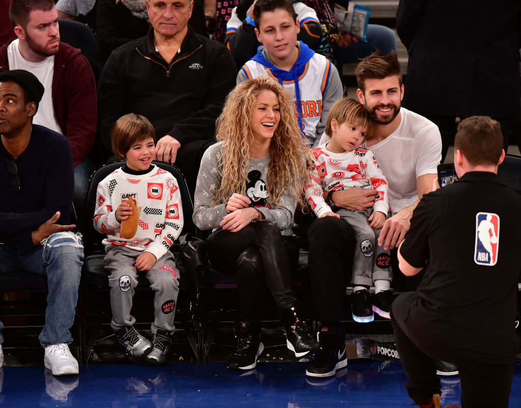 Milan Pique Mebarak, Shakira, Sasha Pique Mebarak and Gerard Pique attend the New York Knicks Vs Philadelphia 76ers game at Madison Square Garden. Photo / Getty Images