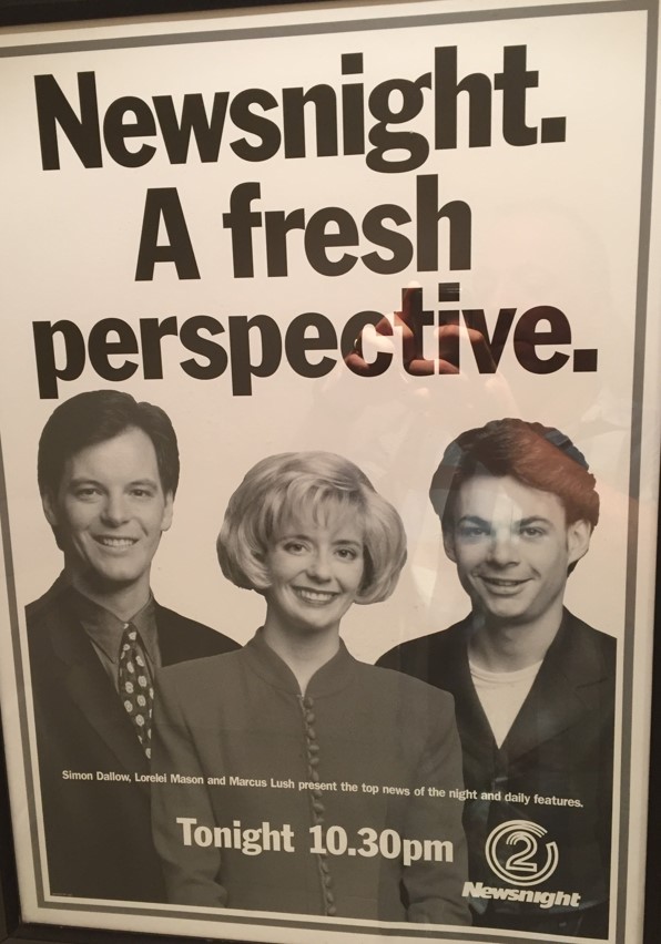 The original hosts of Newsnight (from left) – Simon Dallow, Lorelei Mason and Marcus Lush.