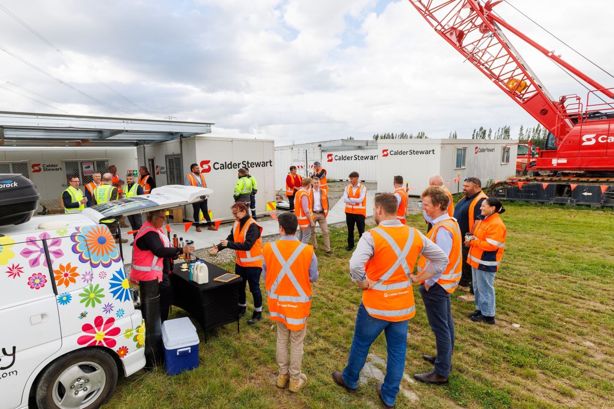 Celebrations earlier this year as Calder Stewart and Fonterra broke ground on the new Fonterra Brands NZ South Island distribution centre at the Hornby Quadrant. Photo / Calder Stewart