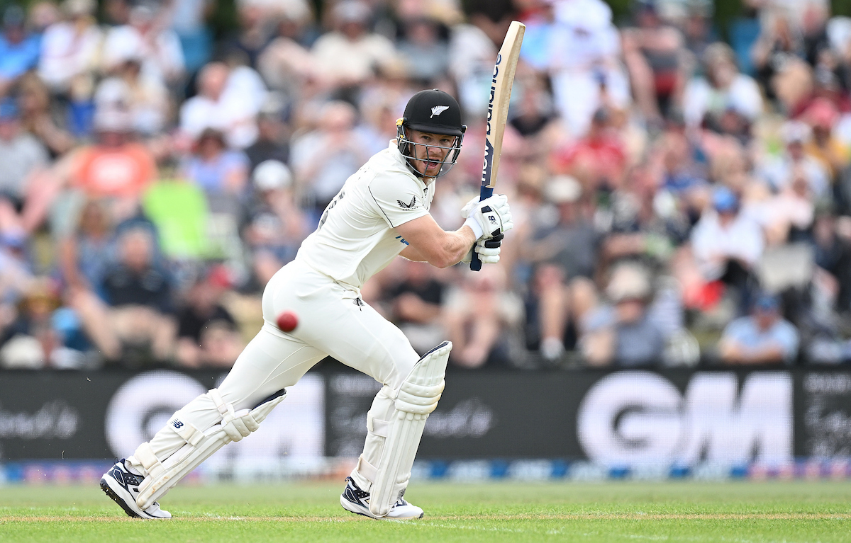 Glenn Phillips bats on the first day of the Black Caps v England test series. Photo / Photosport