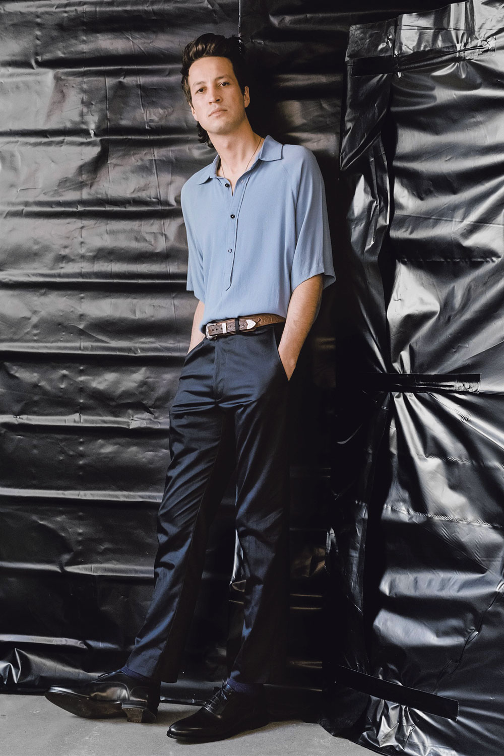 Marlon Williams dressed in Zambesi Menswear for Viva, 2018. Photo / Derek Henderson