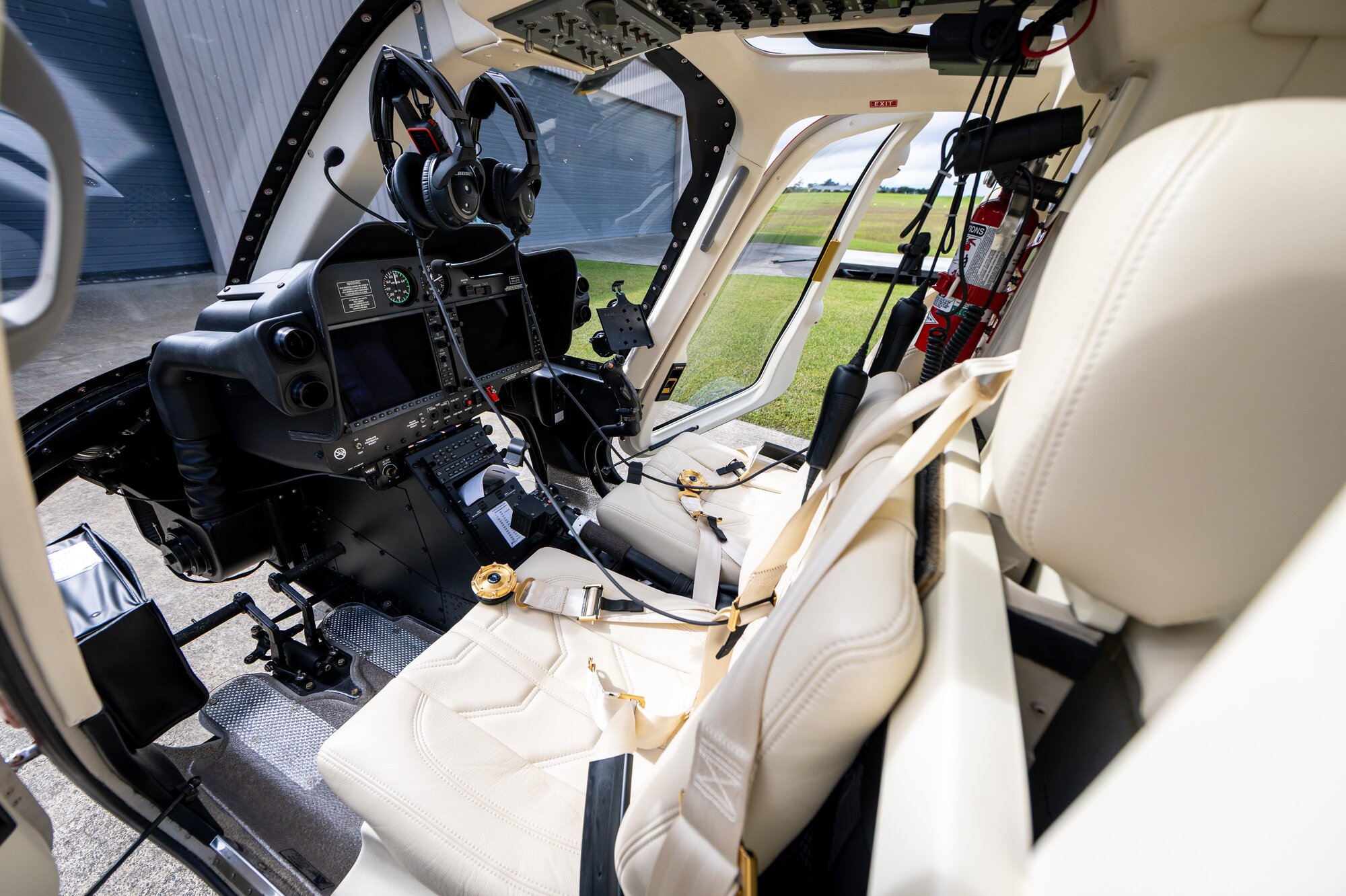 The Bell 407GXP interior when the helicopter was at Core Aviation's Dairy Flat site. Photo / Michael Craig