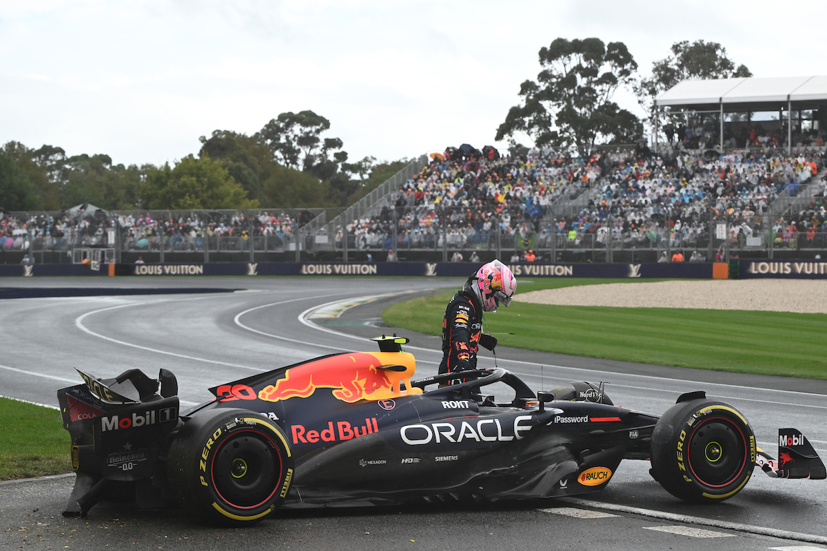 Red Bull's Liam Lawson crashes during the Australian Formula One Grand Prix. Photo / Photosport
