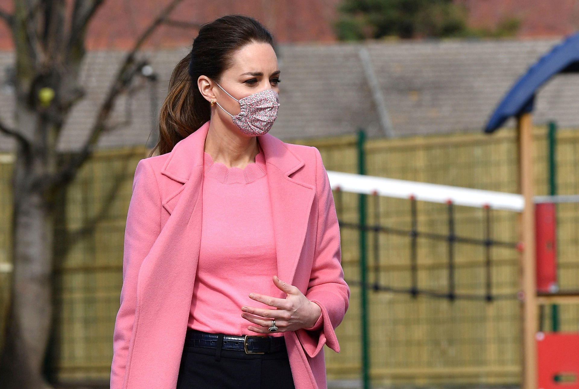 Britain's Kate, Duchess of Cambridge, with Prince William, visits School21, a school in east London. Photo / AP
