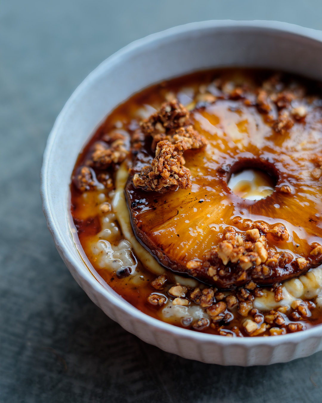 Moreno's rice porridge with caramelised pineapple. Photo / Instagram @Moreno.akl