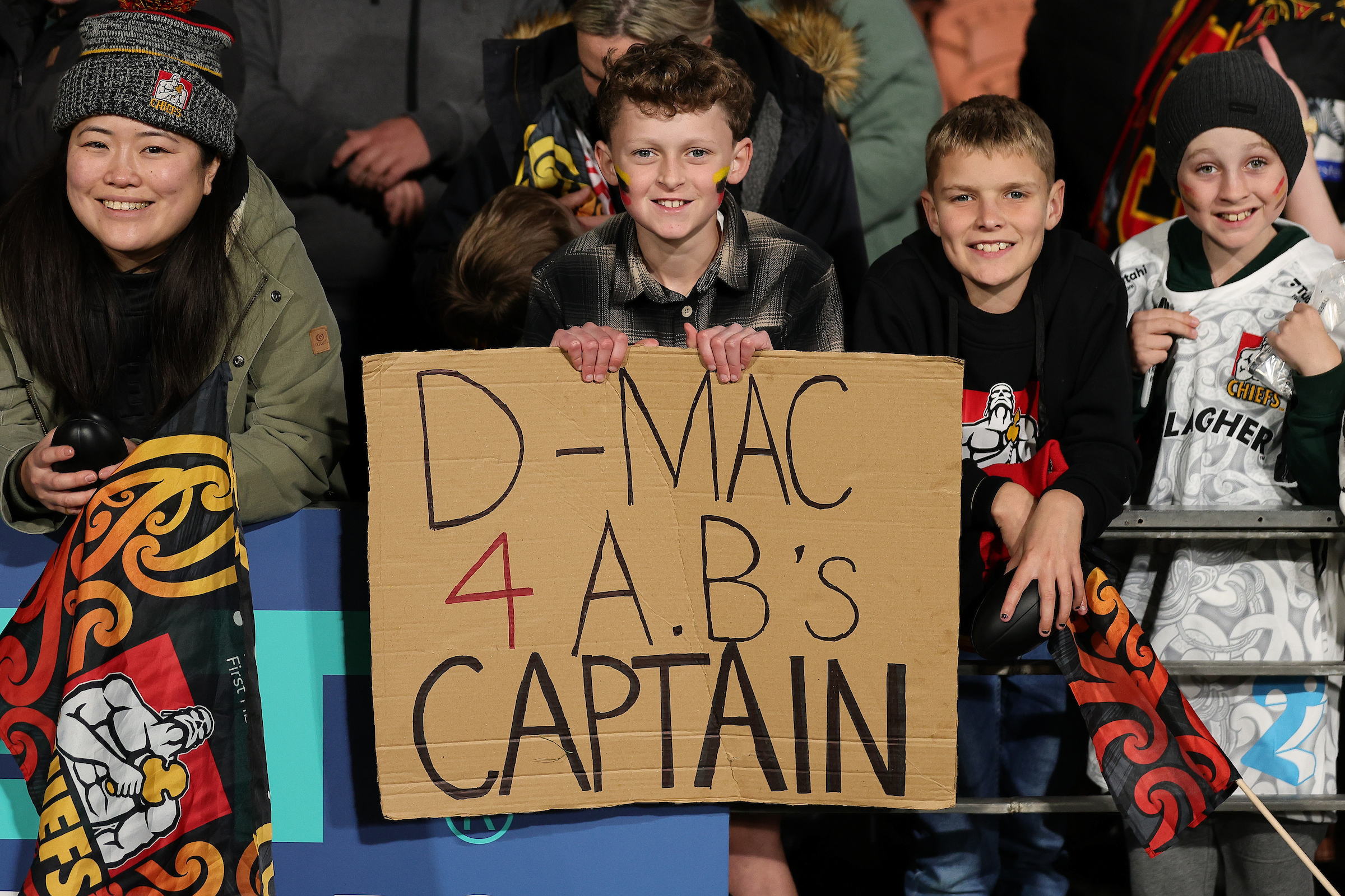 Forget just the 10 jersey for Damian McKenzie, these fans see him destined for higher honours. Photo / Aaron Gillions, Photosport