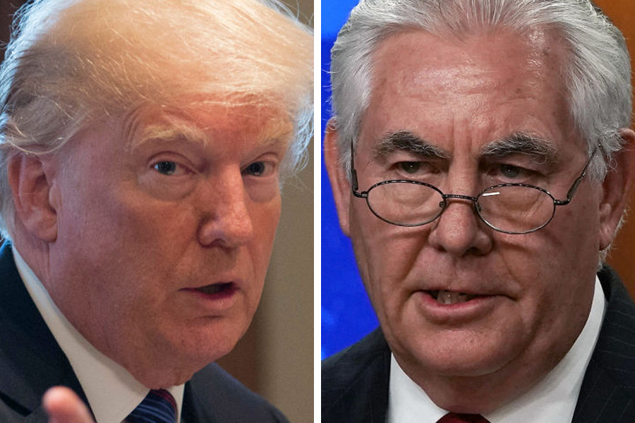 US President Donald Trump has fired back after former secretary of state Rex Tillerson told an audience that Trump repeatedly asked him to do things that were illegal. Photos / Getty