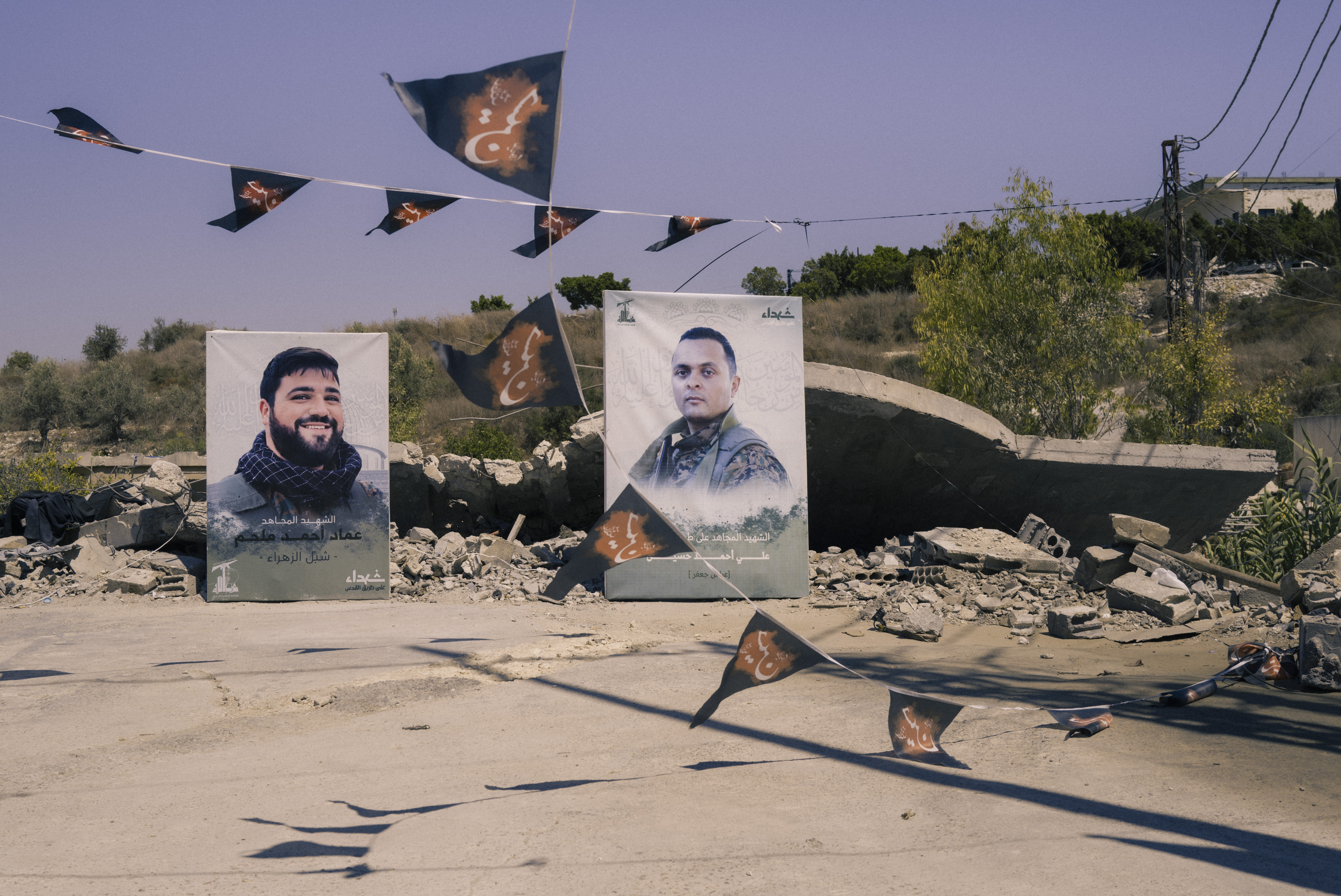 Images of Hezbollah fighters who died in the cross-border conflict with Israel are placed on the site of an Israeli airstrike in southern Lebanon’s Wadi Jilo. Photo / Lorenzo Tugnoli for The Washington Post