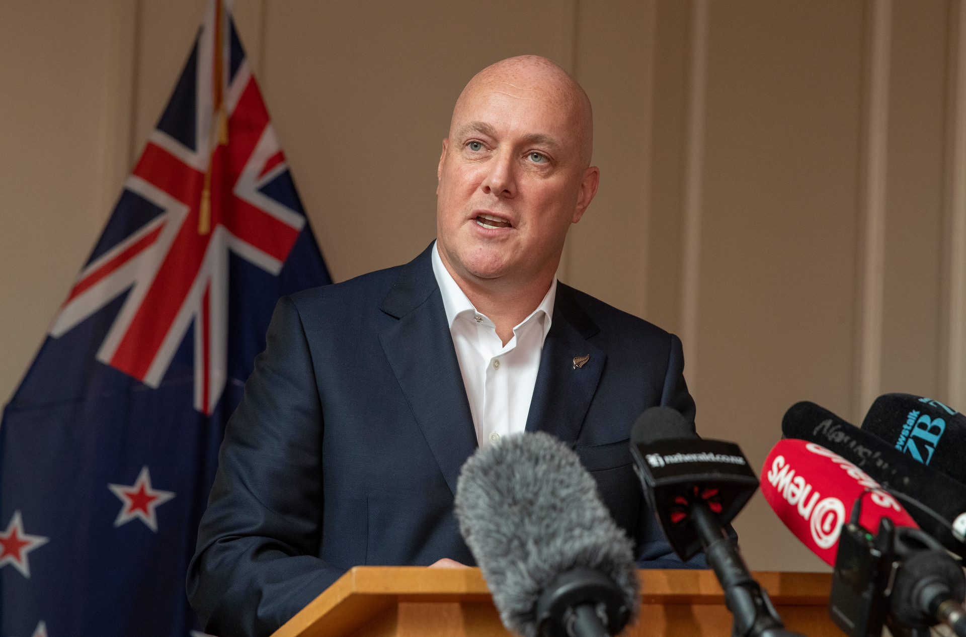 National leader Christopher Luxon has defended his speech addressing anti mandate concerns of protesters. Photo / Mark Mitchell