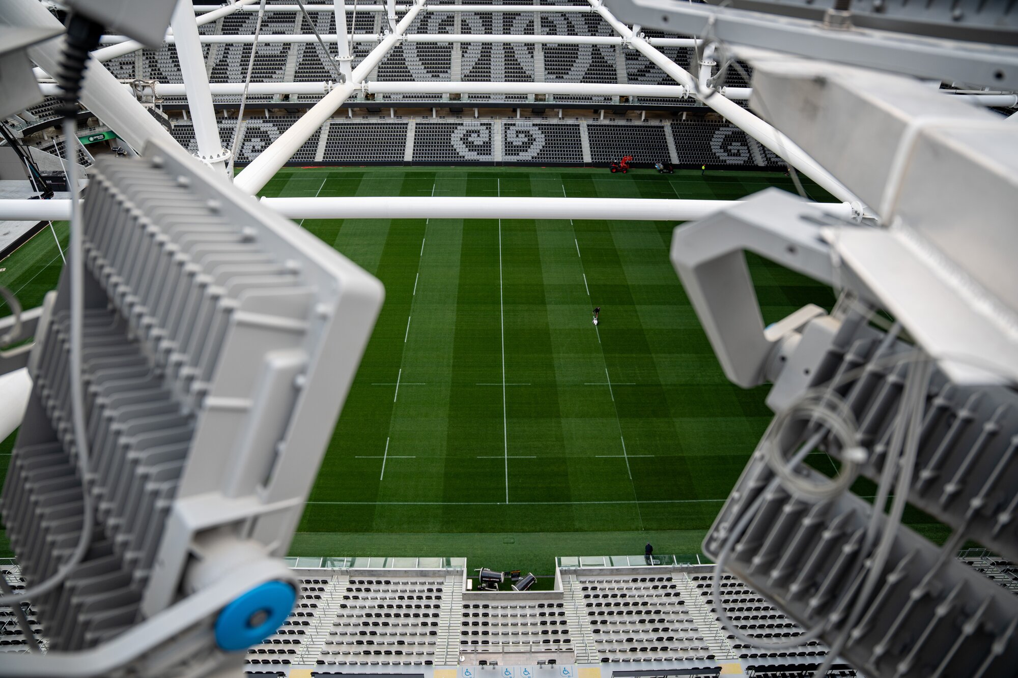 350 LED lights will illuminate One NZ Stadium when the first match kicks off on Friday night. Photo / Alyse Wright 