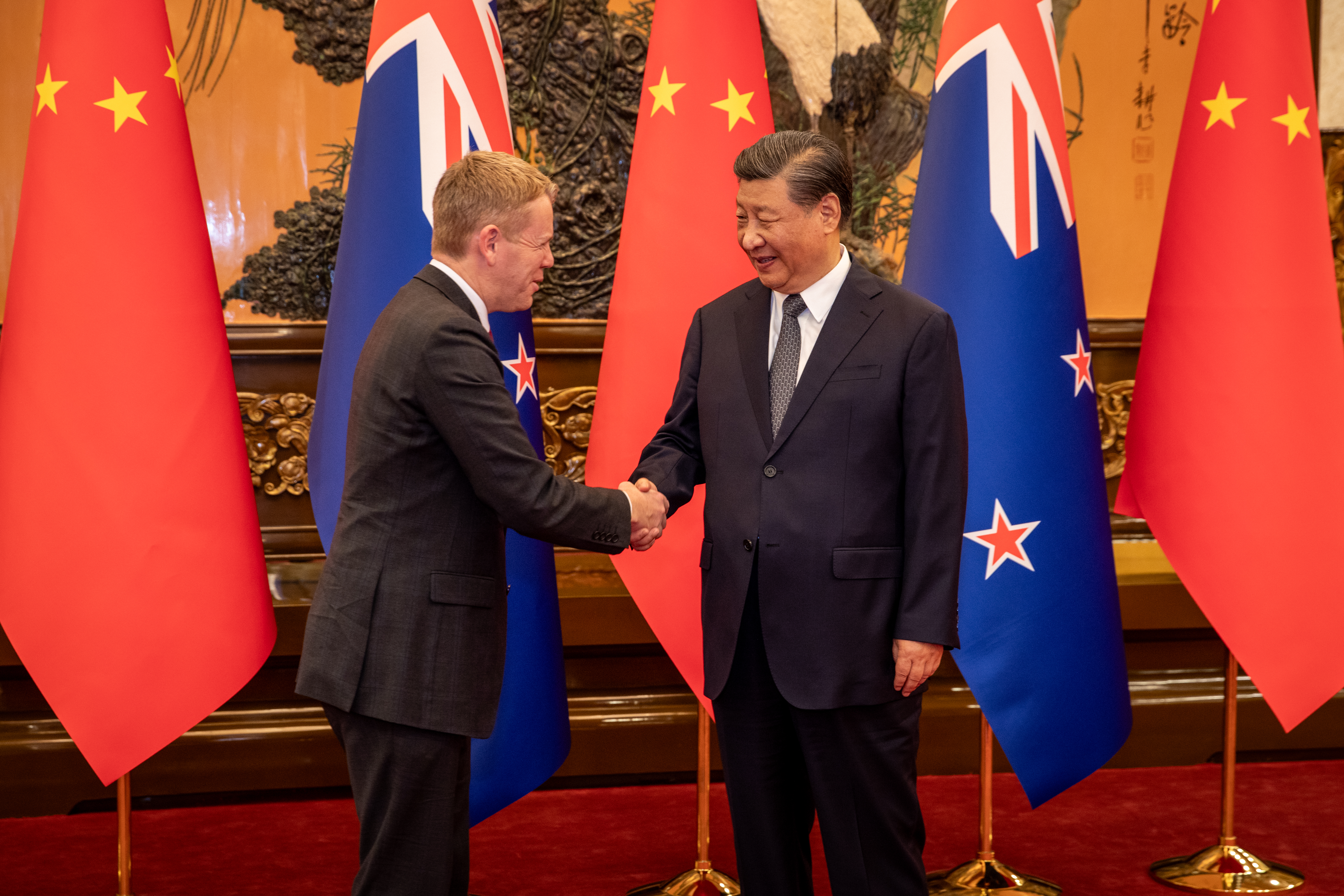 28 June 2023
Prime Minister Chris Hipkins during his visit to China, meeting with Chinese President Xi Jinping. Photo / Nathan Mckinnon, Pool