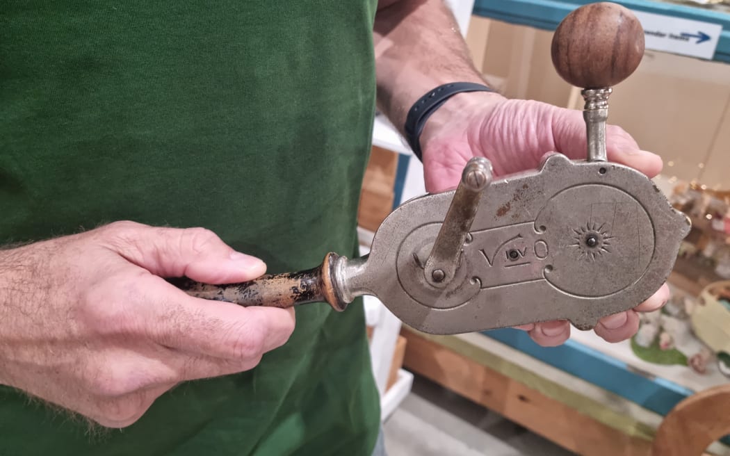 The unusual object prompted further research after being dropped off at the ReUse shop. Photo / Nelson Environment Centre / RNZ
