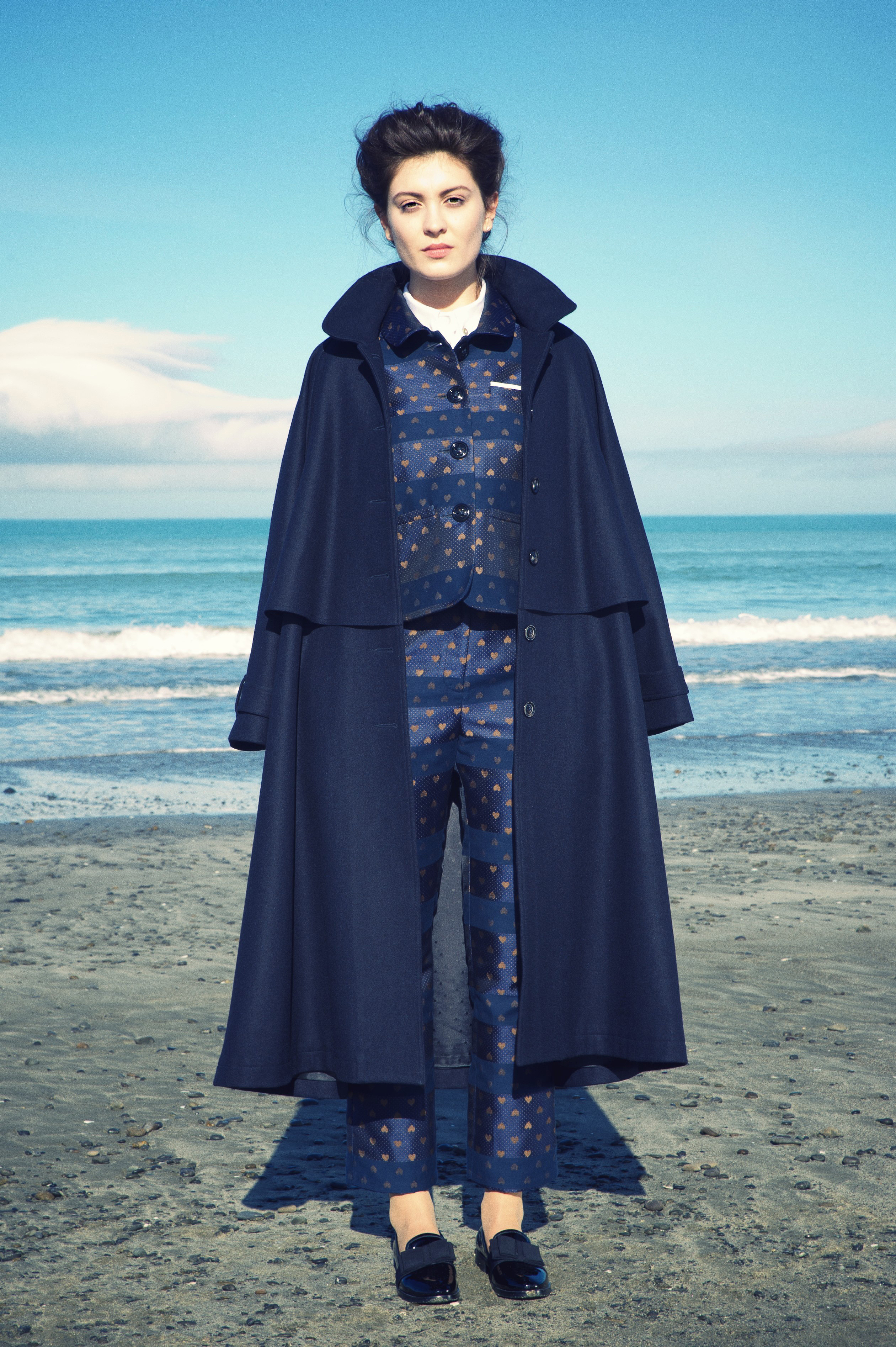 Twenty-seven Names coat, $820, high-waisted jacquard pants, $389, and blazer $499. Ph (04) 801 6427. Photo / Supplied.