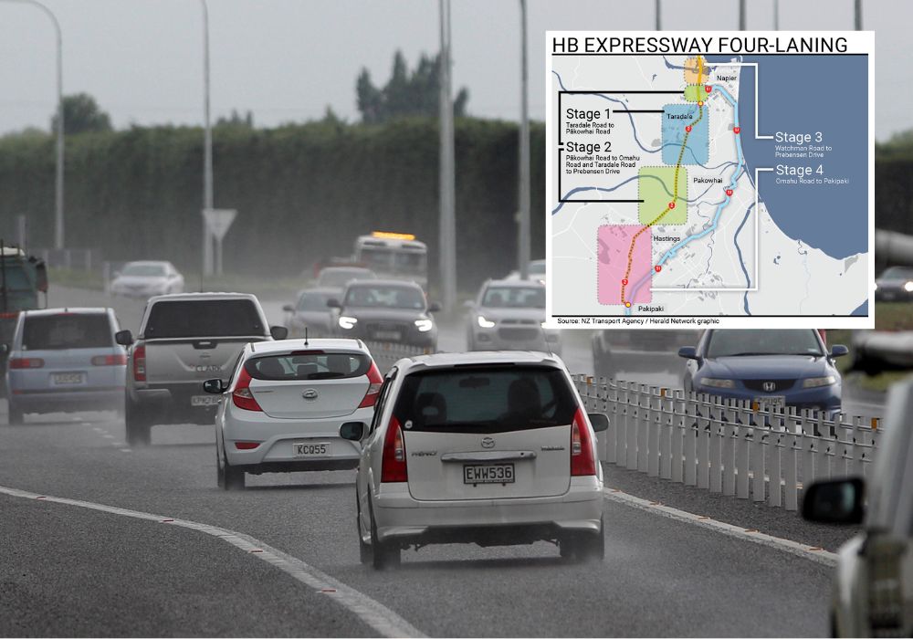 The Hawke's Bay Expressway four-laning project is expected to be completed in stages between 2028 and 2034.