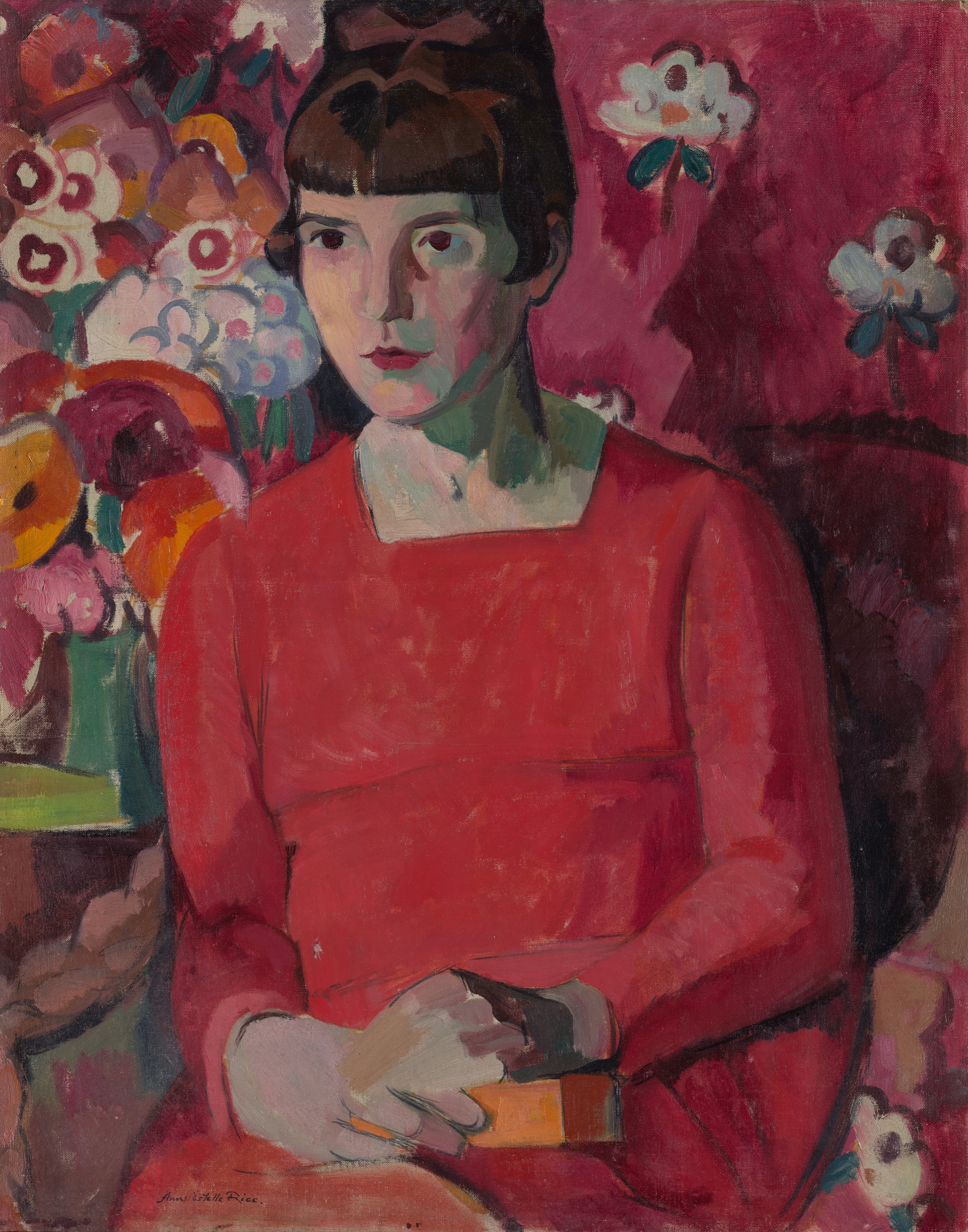 Modern woman painter meets modern woman writer. Anne Estelle Rice's 1918 work Portrait of Katherine Mansfield, currently on show at Auckland Art Gallery Toi O Tāmaki. 