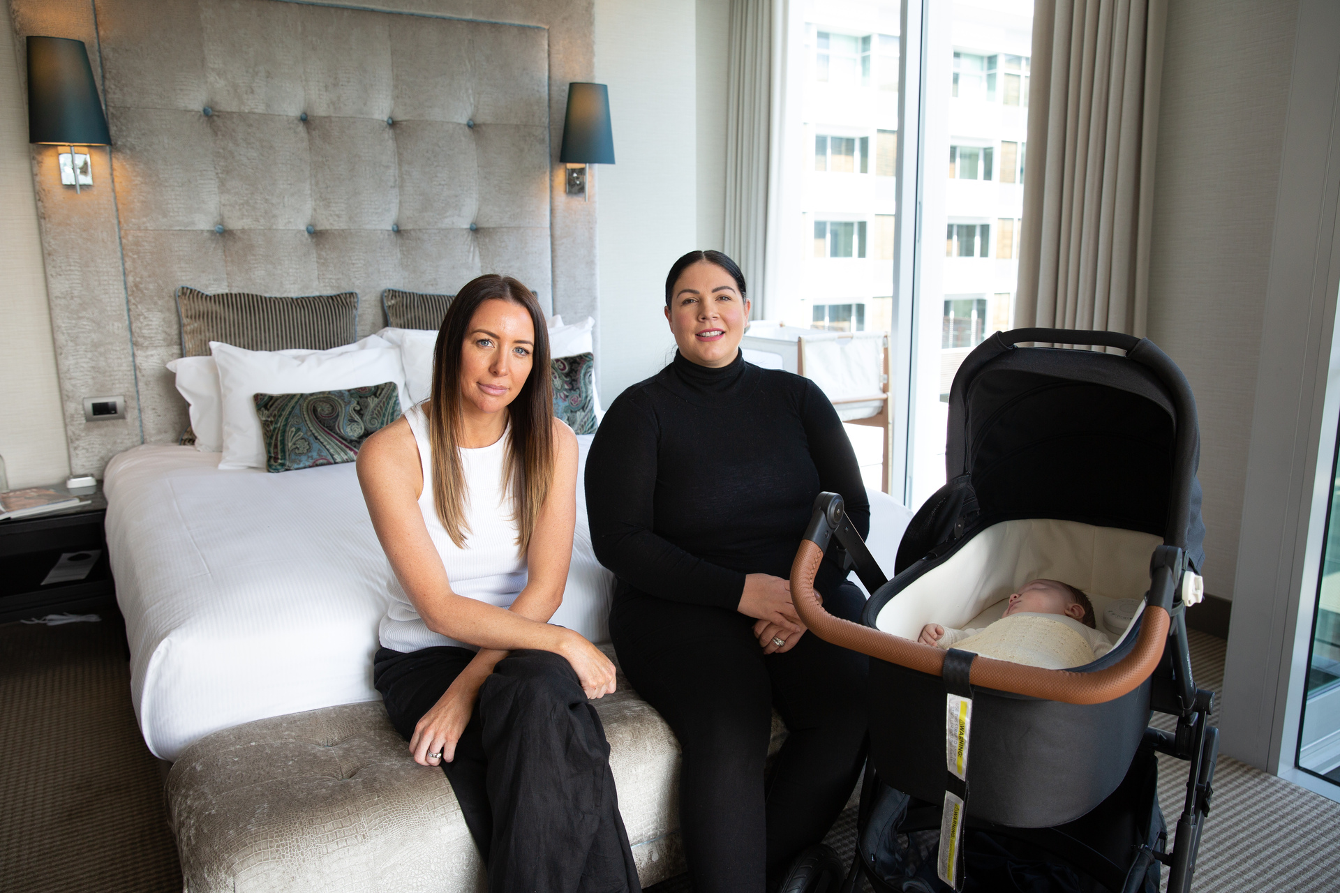 Business partners and friends Stefni Baigent-Lucas (left) and Portia OKane launched LuxeCare, New Zealand's first postnatal 5-star hotel service. Photo / Sylvie Whinray