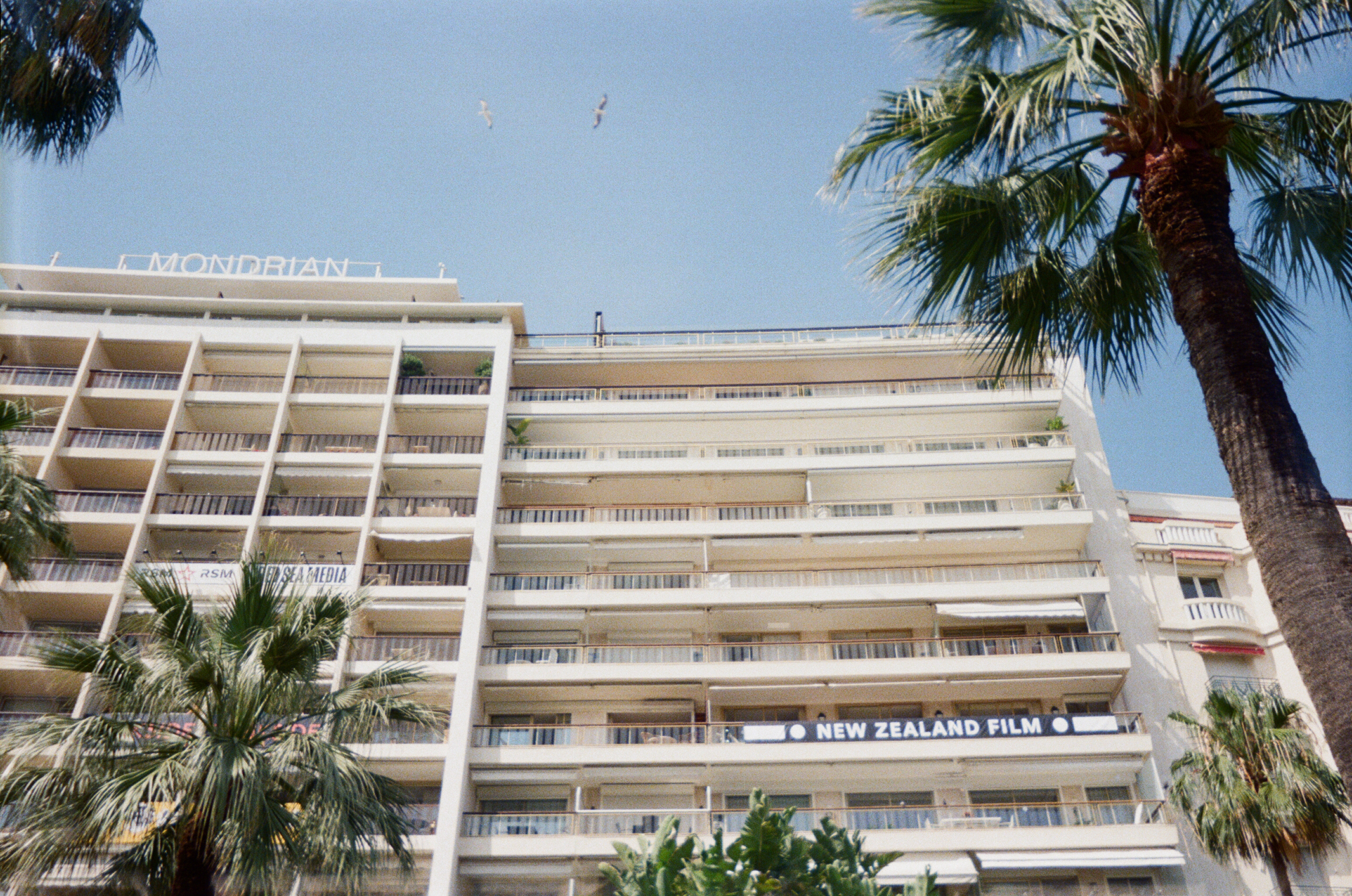 Grand Hotel with NZ Film Commission banner. Photo / George Fenwick