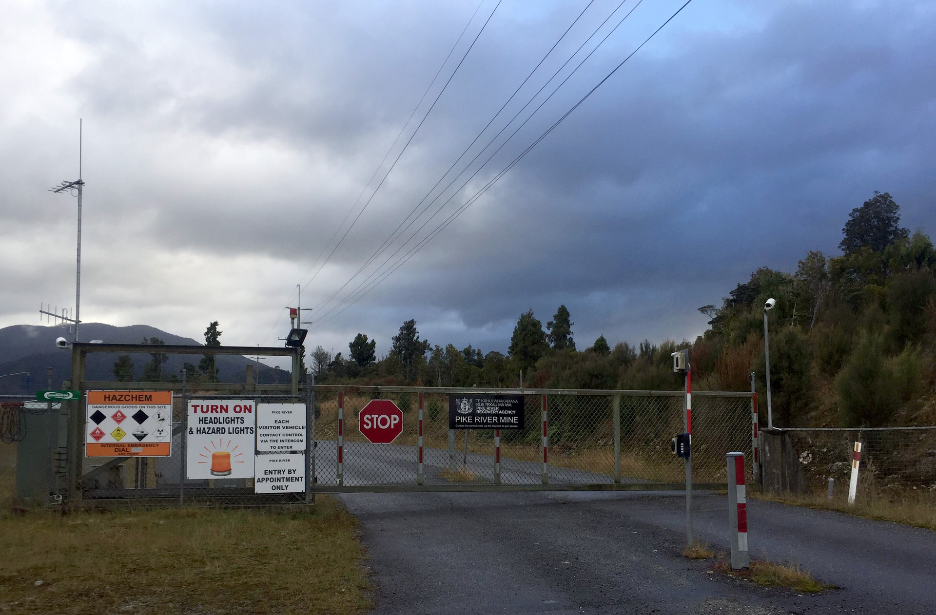 Gates to the Pike River Mine near Greymouth. Photo / Kurt Bayer