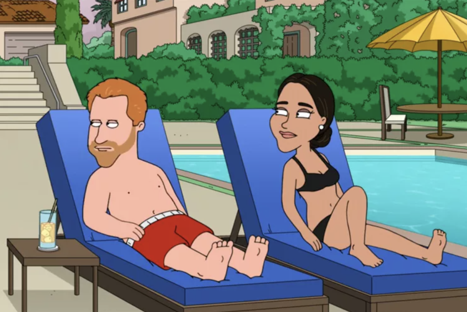Prince Harry and Meghan Markle in Family Guy. Photo / Fox