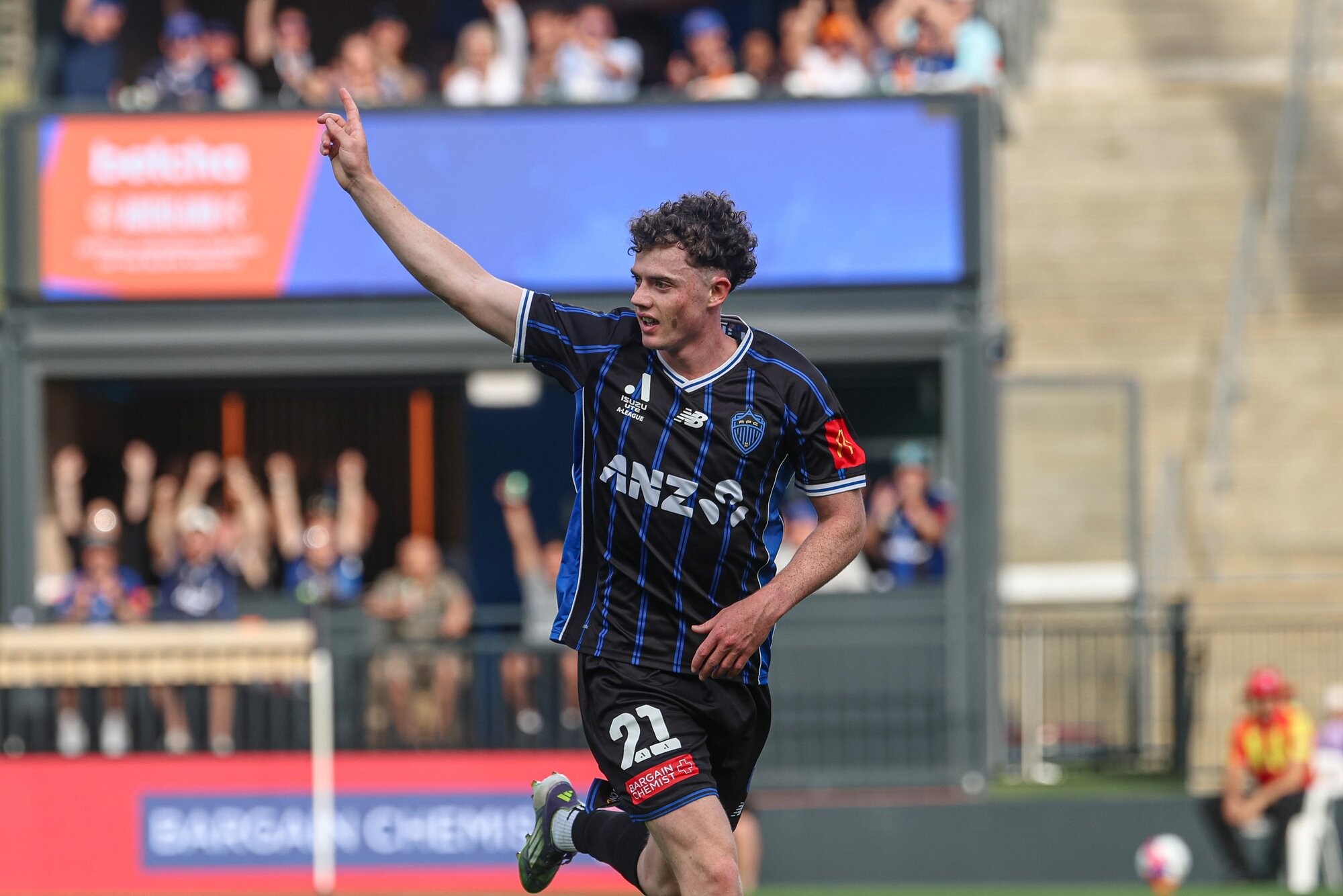Auckland FC's Jesse Randall celebrates a goal against Melbourne City FC. Photo / Photosport