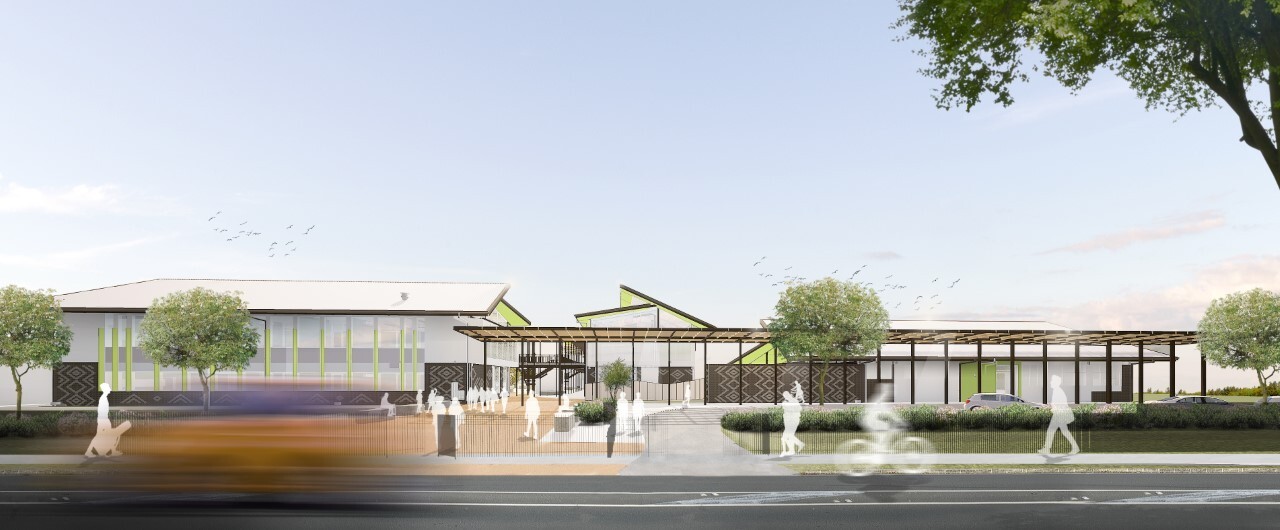 The planned pedestrian Entrance to Kamo High School and car access for Blomfield School from Kamo Rd.