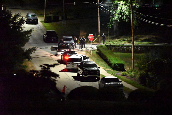Police cars outside the residence of Thomas Matthew Crooks in Pennsylvania. Photo / Getty Images
