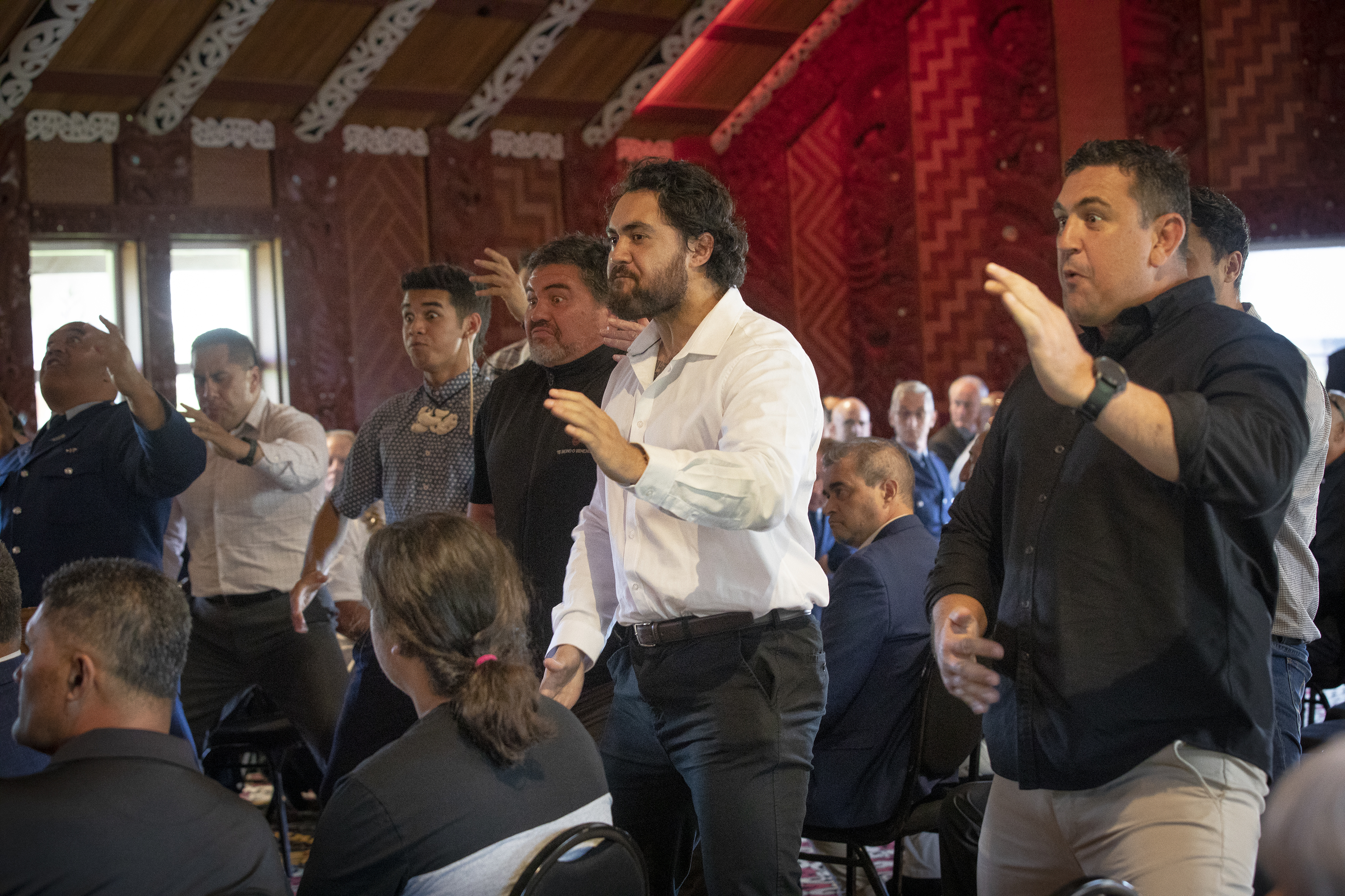 A haka for Rotorua’s new area commander, Inspector Herby Ngawhika. Photo / Andrew Warner
