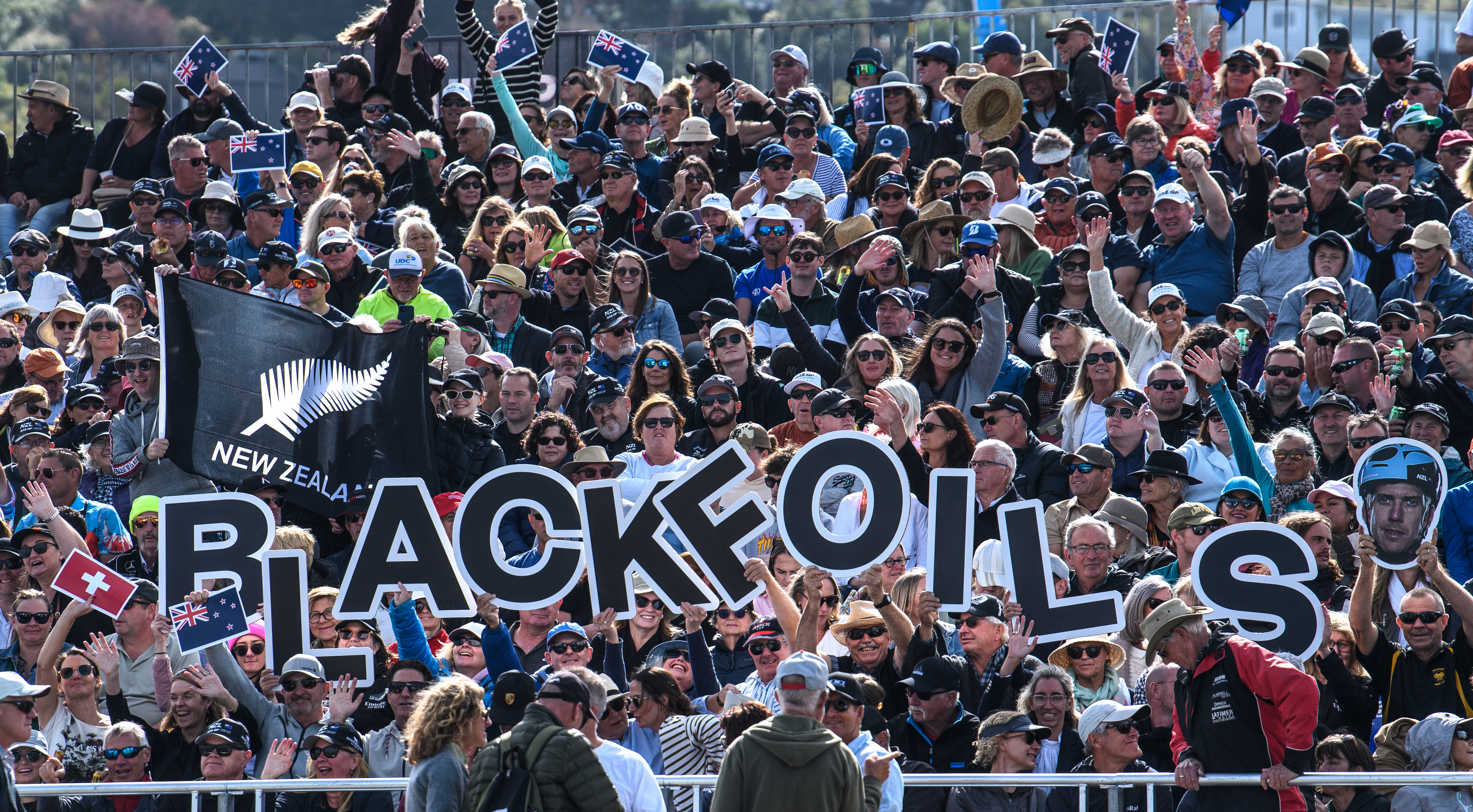 The Black Foils had plenty of home town support at the SailGP regatta in Christchurch. Photo / Ricardo Pinto, SailGP