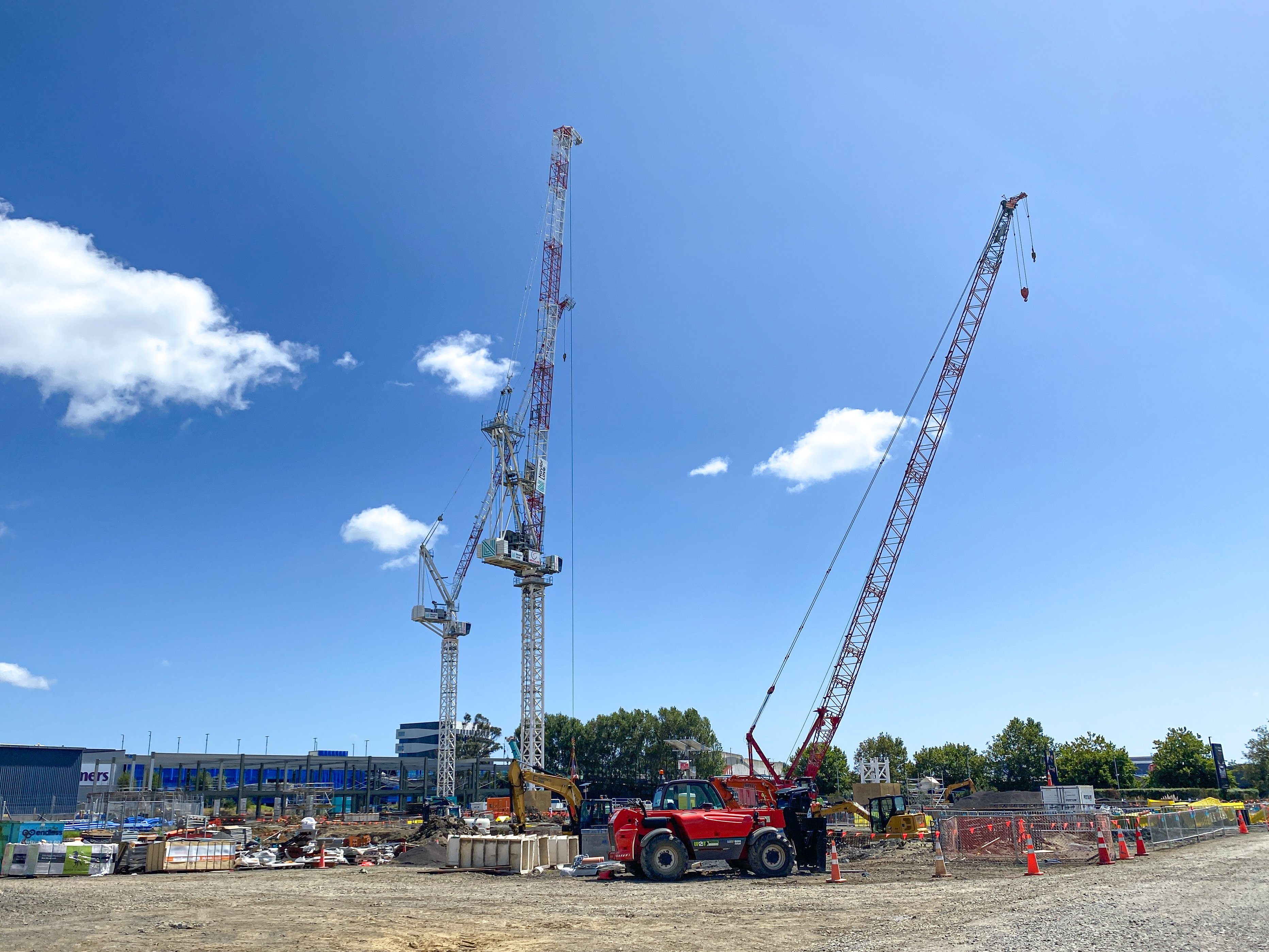 Three huge cranes are now operating on the Ikea site in Mt Wellington. Photo / Jason Dorday