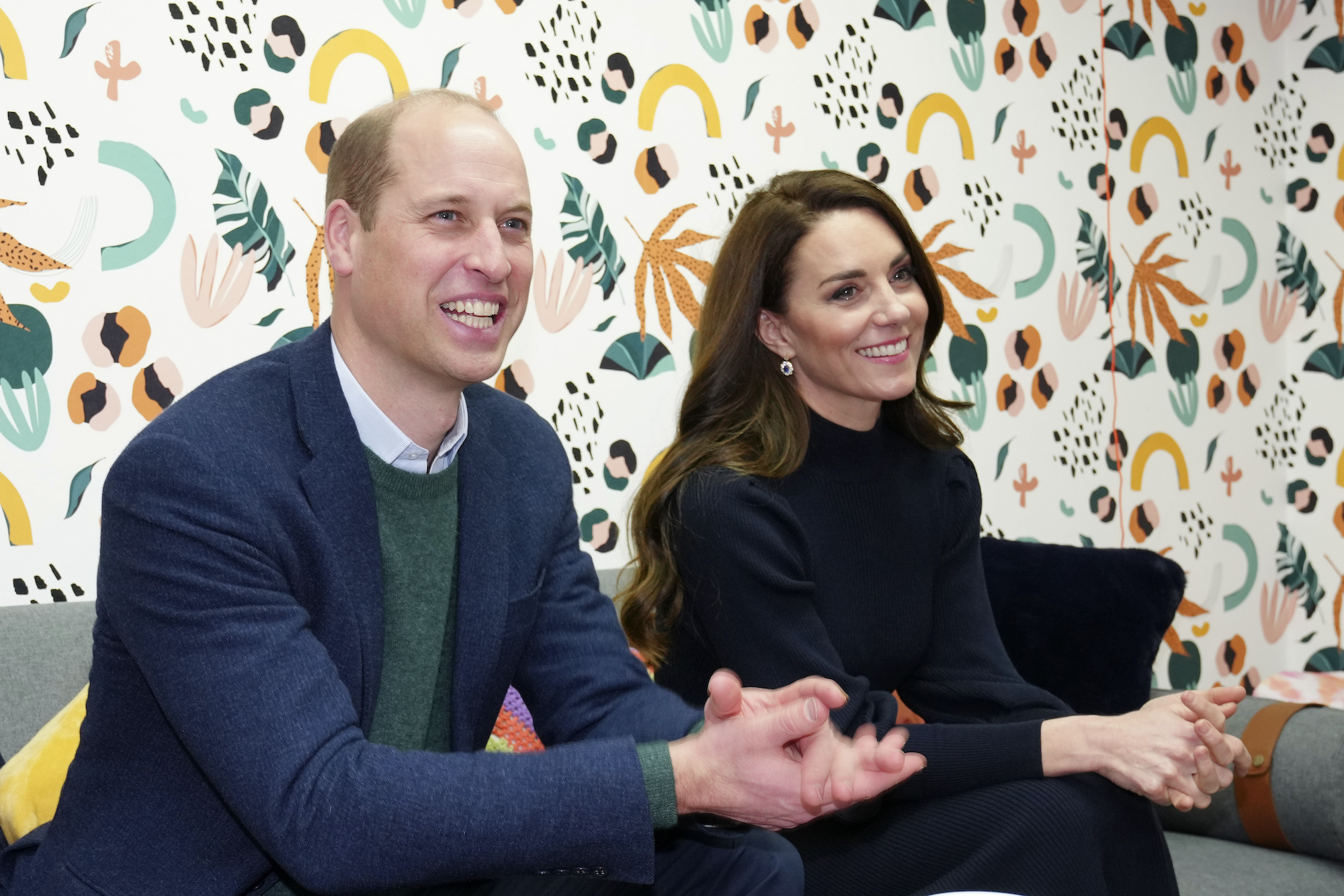 Kate, Princess of Wales, and Prince William listen to young adults during a visit in Birkenhead, England. Photo / AP