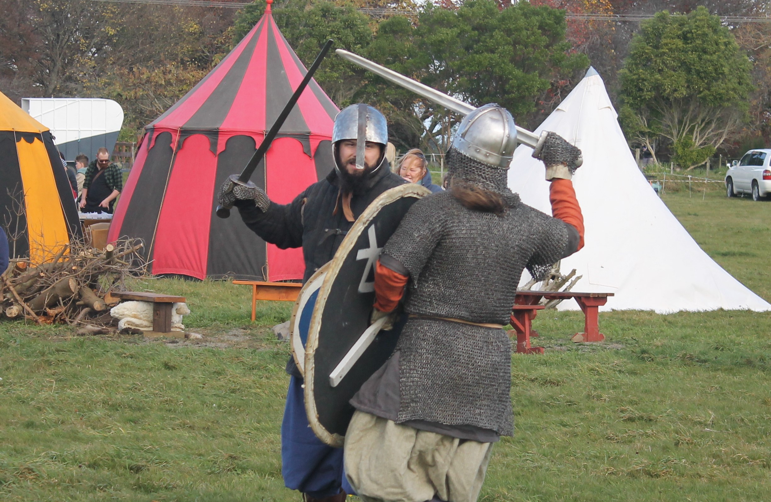 Engaging in combat at last year's Viking Festival. Photo / Leanne Warr