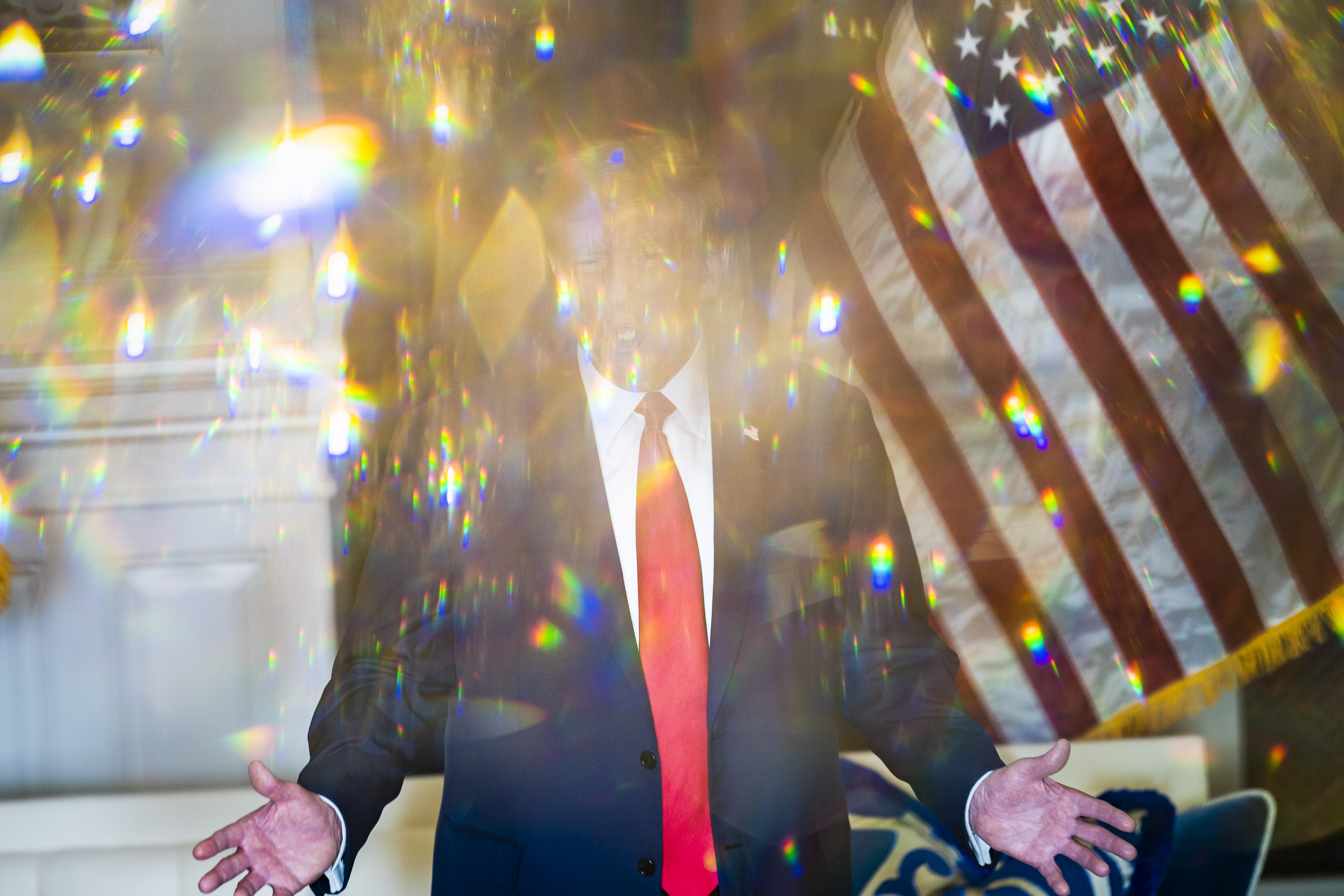 Former US president Donald Trump speaks to reporters in January in Washington. Photo / The Washington Post